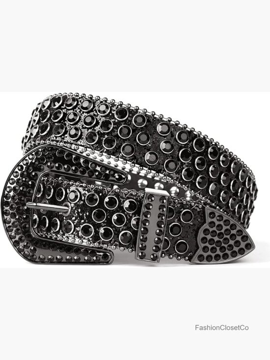 Rhinestone Cowgirl Western Studded Belt for Jeans, Wide Buckle Belt